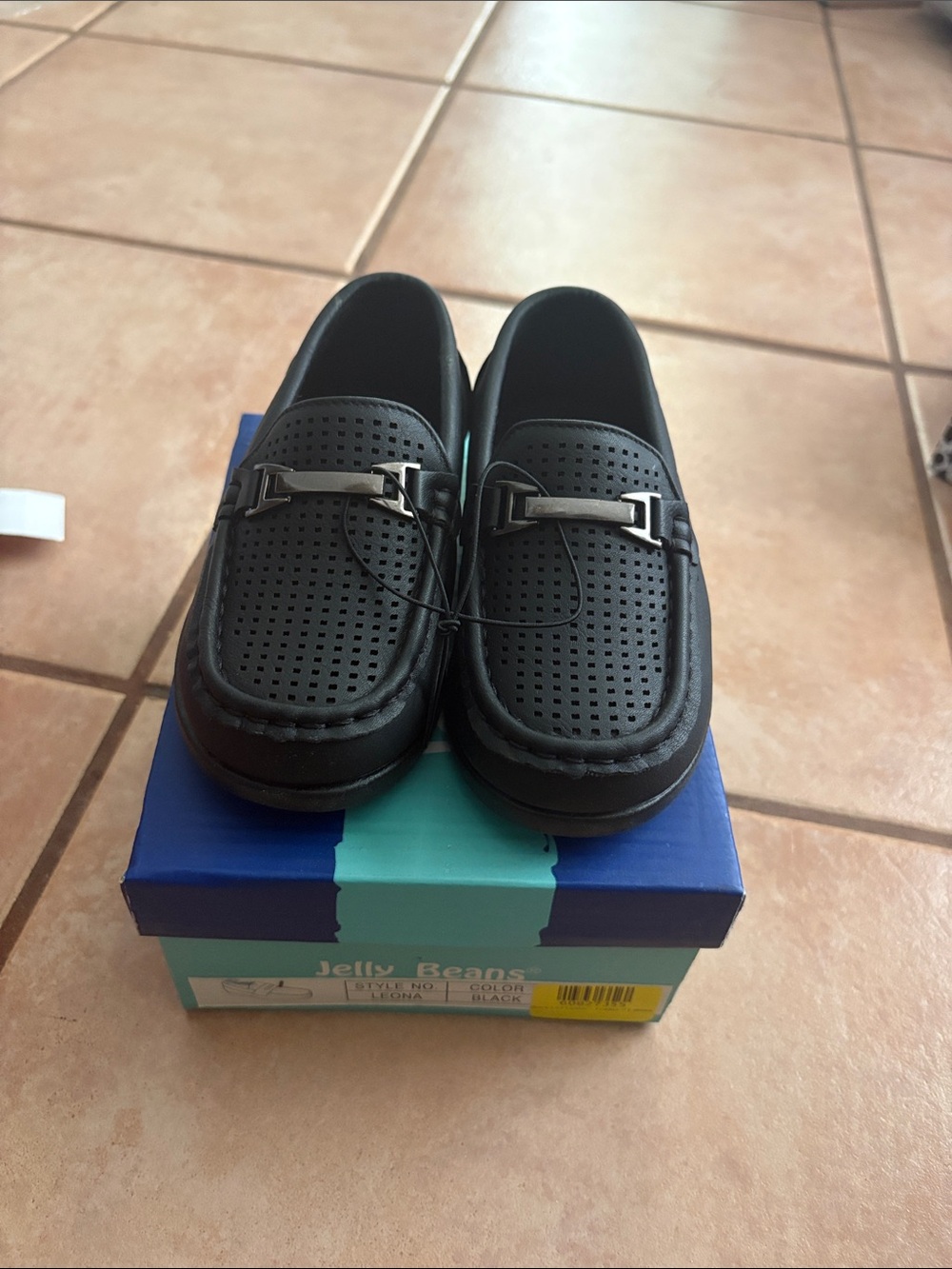 Jelly Beans Black Perforated Metal-Bit Slip-On Loafers